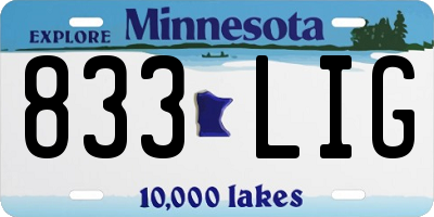 MN license plate 833LIG