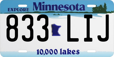 MN license plate 833LIJ