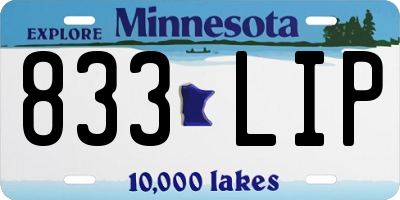 MN license plate 833LIP