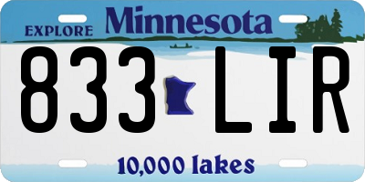 MN license plate 833LIR