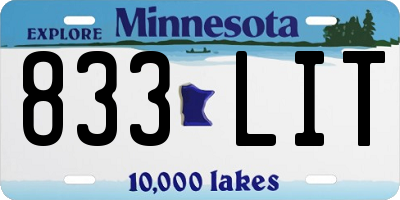 MN license plate 833LIT