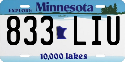 MN license plate 833LIU