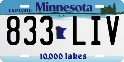 MN license plate 833LIV