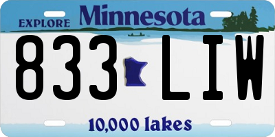 MN license plate 833LIW