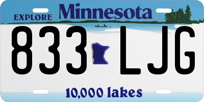 MN license plate 833LJG