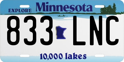 MN license plate 833LNC