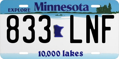 MN license plate 833LNF