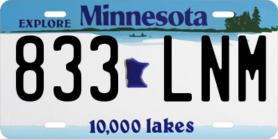 MN license plate 833LNM