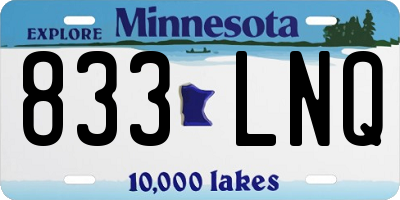 MN license plate 833LNQ