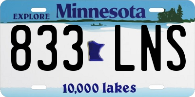 MN license plate 833LNS