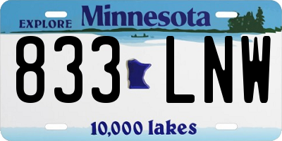 MN license plate 833LNW