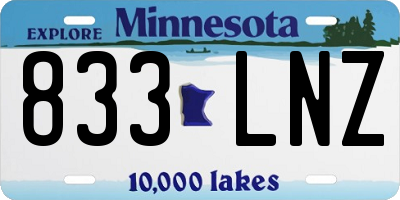 MN license plate 833LNZ