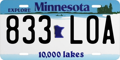 MN license plate 833LOA