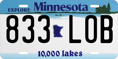 MN license plate 833LOB