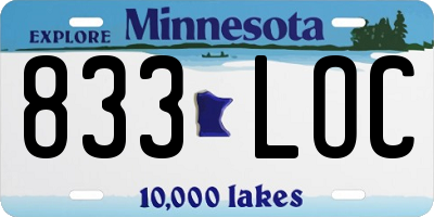 MN license plate 833LOC