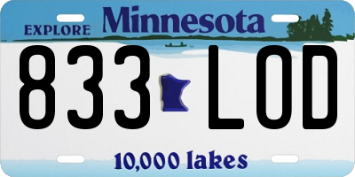 MN license plate 833LOD