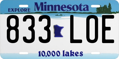 MN license plate 833LOE