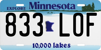 MN license plate 833LOF