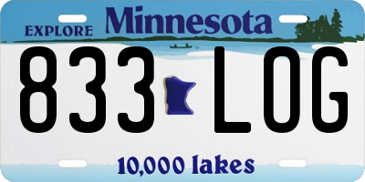 MN license plate 833LOG