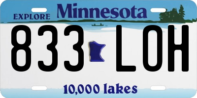 MN license plate 833LOH