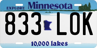 MN license plate 833LOK