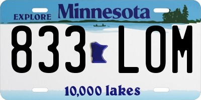 MN license plate 833LOM