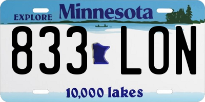 MN license plate 833LON