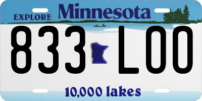 MN license plate 833LOO