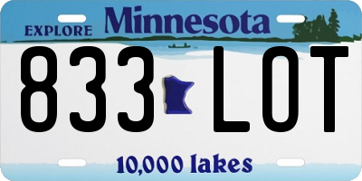 MN license plate 833LOT