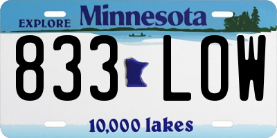 MN license plate 833LOW