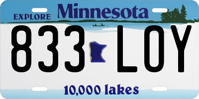 MN license plate 833LOY