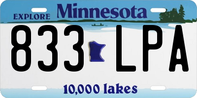 MN license plate 833LPA