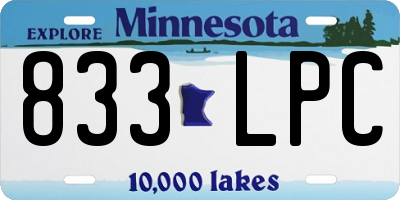 MN license plate 833LPC