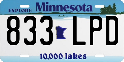 MN license plate 833LPD