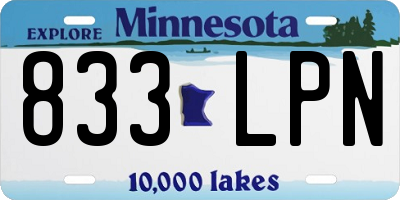 MN license plate 833LPN