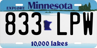 MN license plate 833LPW