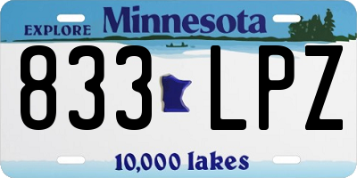 MN license plate 833LPZ
