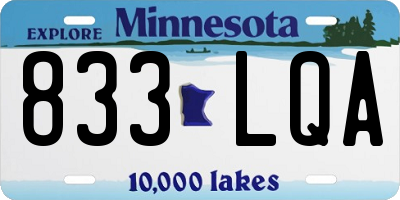 MN license plate 833LQA