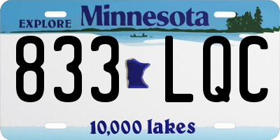 MN license plate 833LQC