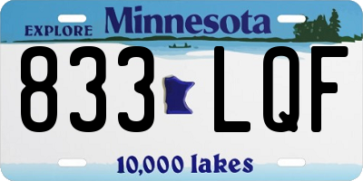MN license plate 833LQF