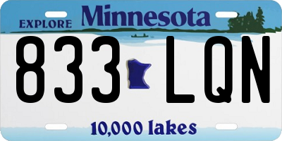 MN license plate 833LQN