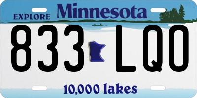 MN license plate 833LQO