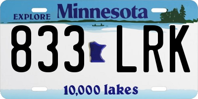 MN license plate 833LRK