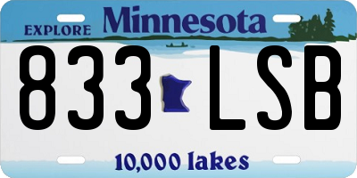 MN license plate 833LSB