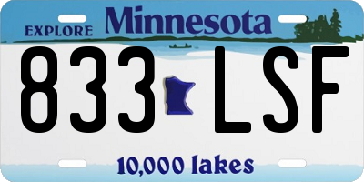 MN license plate 833LSF