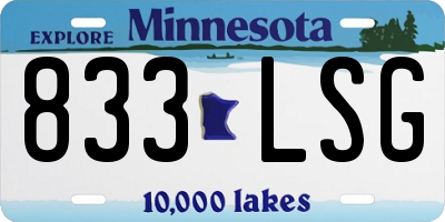 MN license plate 833LSG