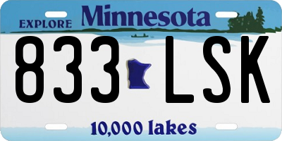MN license plate 833LSK