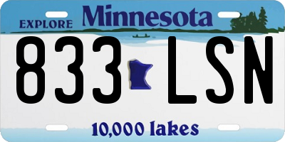 MN license plate 833LSN