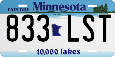 MN license plate 833LST