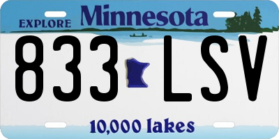 MN license plate 833LSV